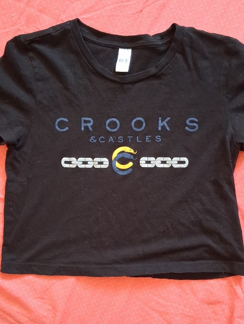 Crooks & Castles Black Tee Crop, Xsmall